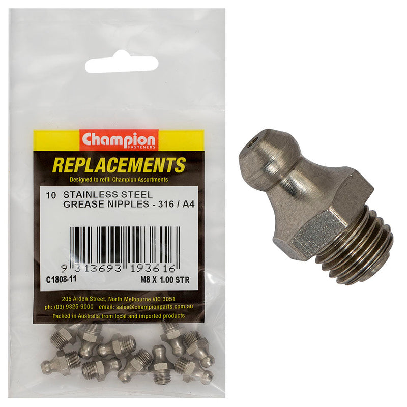 Champion Fasteners Grease Nipple Stainless Steel M8 X