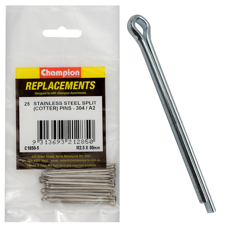 Champion Fasteners Split Pin Stainless Steel 2.5 X 50mm