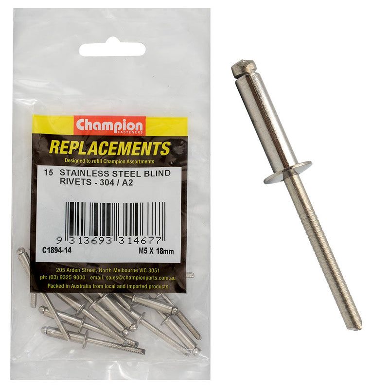 Champion Fasteners Rivet Blind Stainless Steel 5 X 18mm