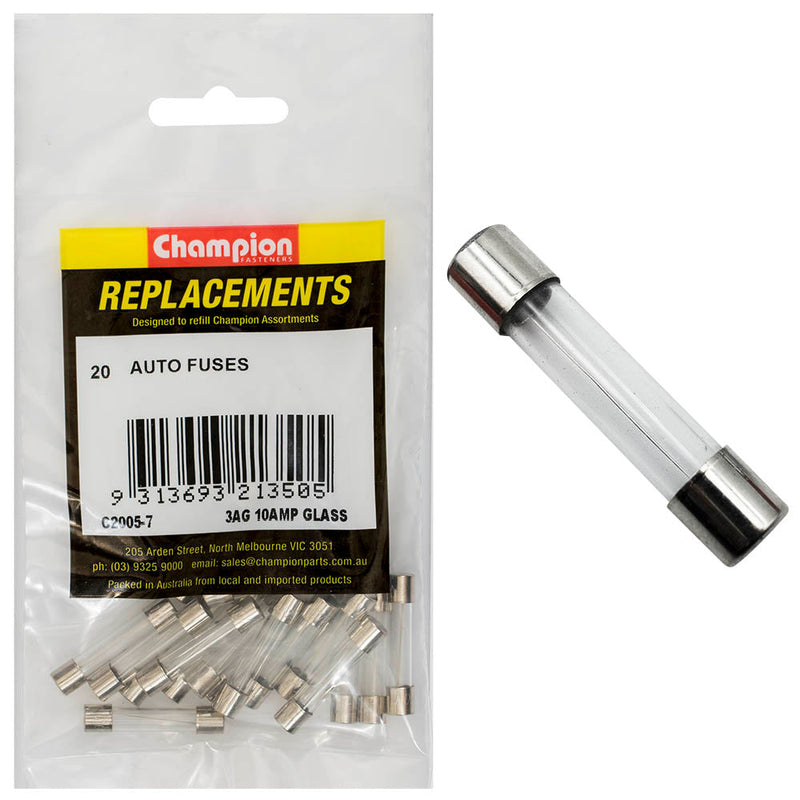 Champion Fasteners Fuse Glass 3Ag 10Amp C2005-7
