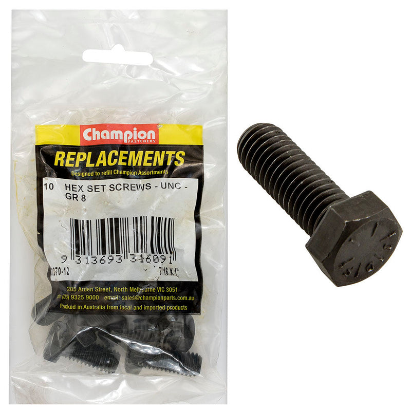 Champion Fasteners Hex Set Screw High Tensile 7/16In X