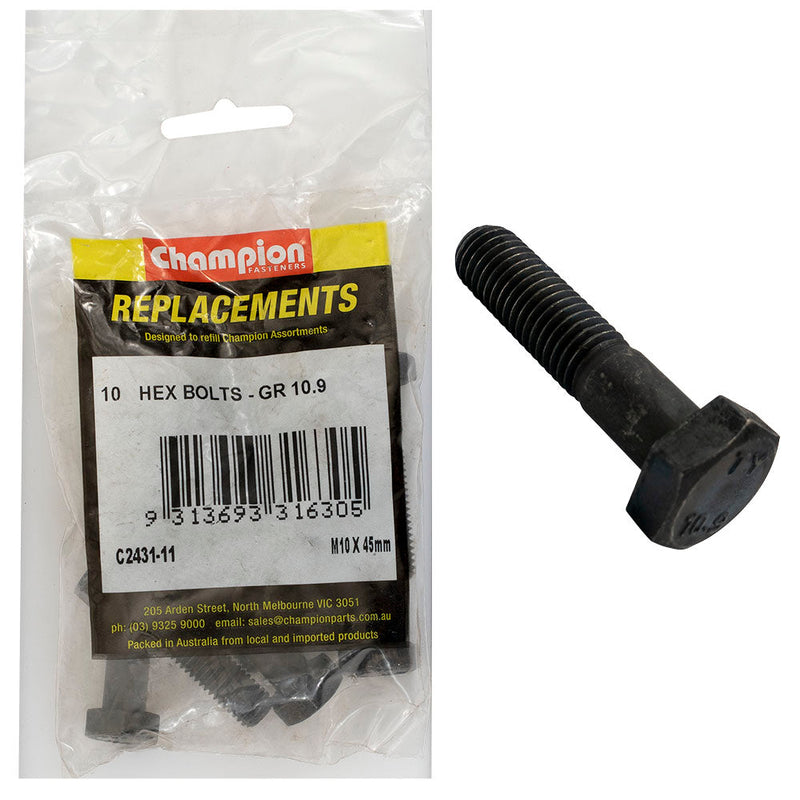 Champion Fasteners Hex Bolt High Tensile M10 X 45mm Grade