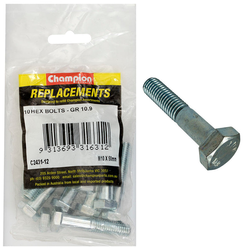 Champion Fasteners Hex Bolt High Tensile M10 X 50mm Grade