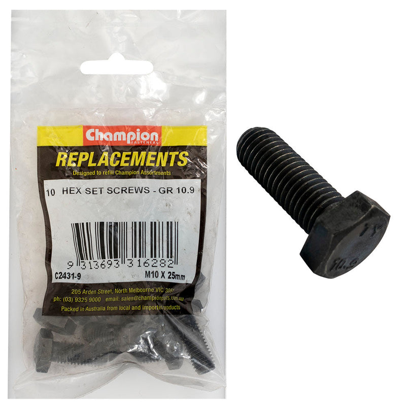 Champion Fasteners Hex Set Screw High Tensile M10 X 25mm