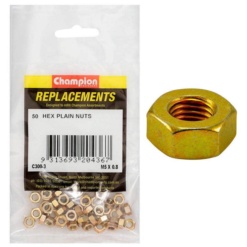 Champion Fasteners Hex Plain Nut High Tensile M5 X 0.8mm