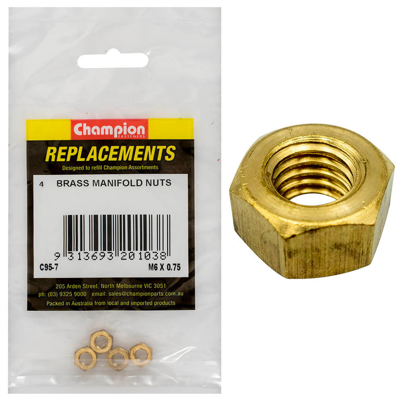 Champion Manifold Nut Brass M6 x 0.75mm C95-7