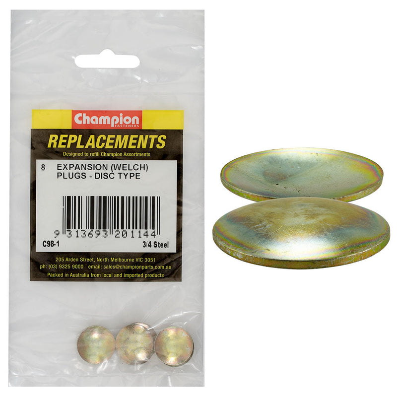 Champion Fasteners Welch Plug Disc Steel 3/4In C98-1