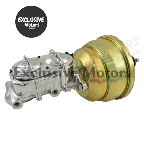 GM 1-1/8" Bore Chrome Master Cylinder & 8" Zinc Dual Brake Booster (1964-1972)