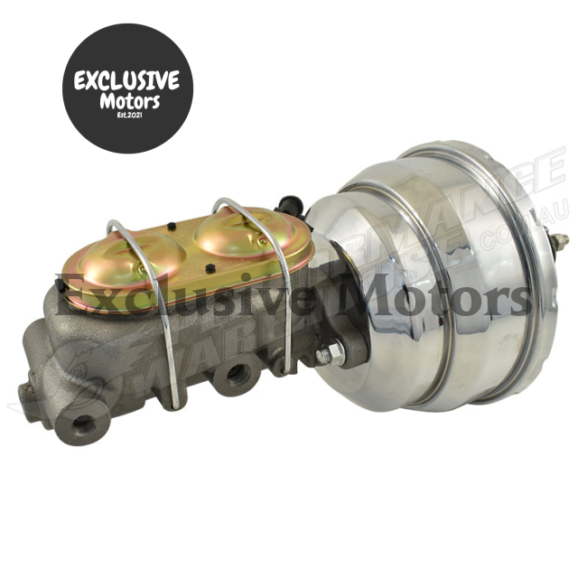 GM 1-1/8" Bore Master Cylinder & 8" Chrome Dual Brake Booster (1964-1974)