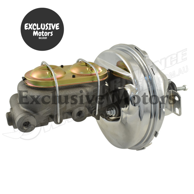 GM 1-1/8" Bore Master Cylinder & 9" Chrome Brake Booster (1964-1972)