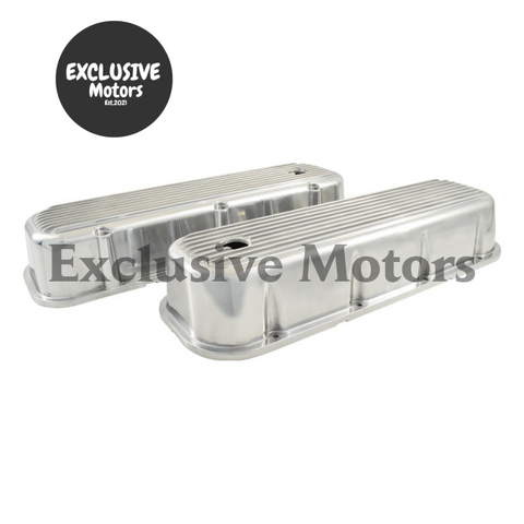Chevy Big Block Polished Finned Valve Covers Tall 396 427 454 502 (1965-2009)