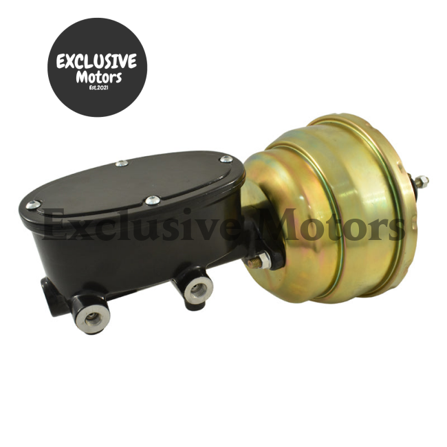 Universal Wilwood Style 8" Dual Brake Booster & Black Master Cylinder (1960-2023)
