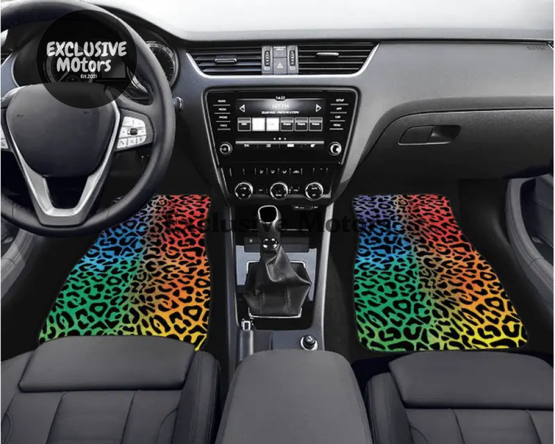 Custom Rainbow Leopard Floor Mats