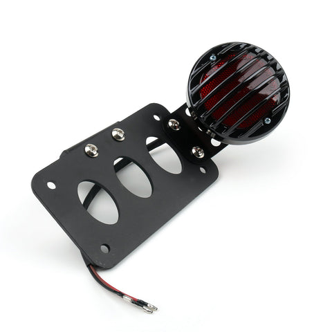 Harley Custom Generic Bobber Vintage Retro Side Axle License Plate Grille Tail Light