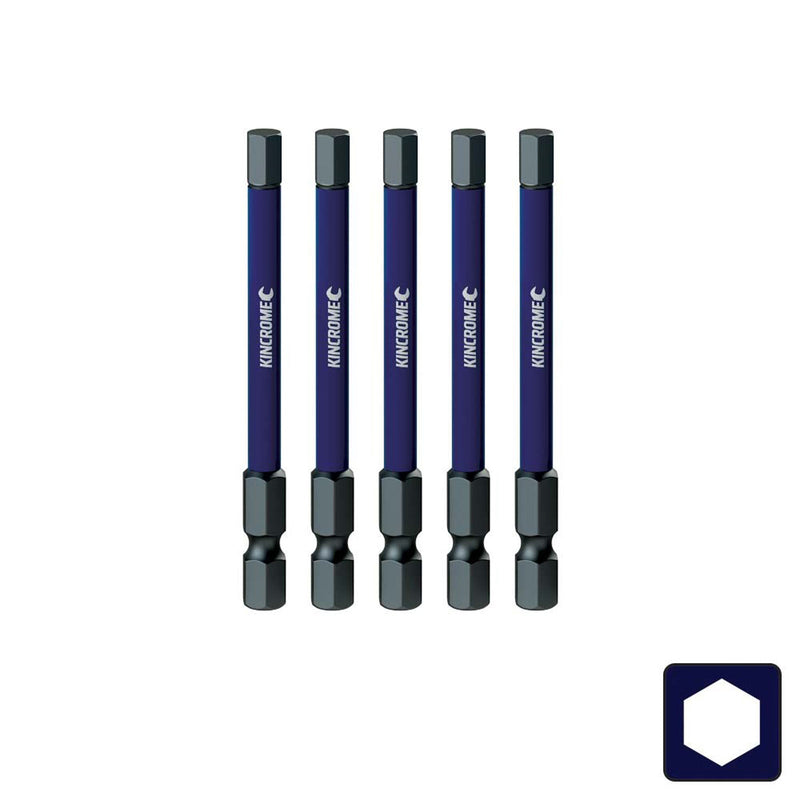 Kincrome Impact Bit Hex 5Mm 75Mm 5Pk K21351