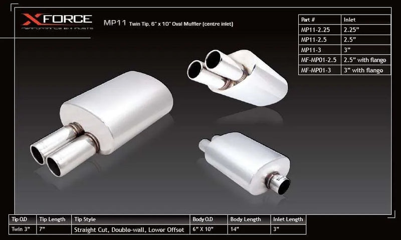 Xforce MF-MP11-3 3in Inlet Straight-Cut Lower Offset Twin