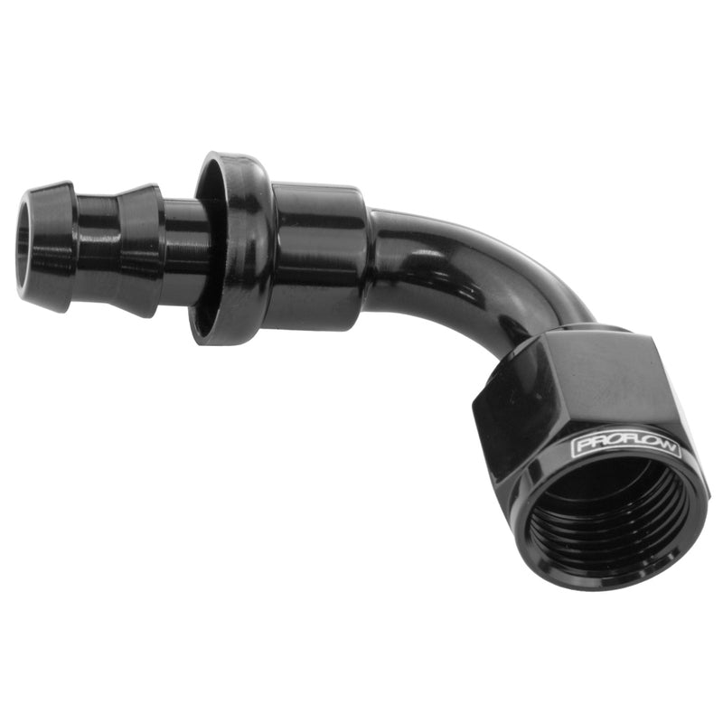 Proflow 90 Deg Pushon Hose End # 10 Black PFE403-10BK