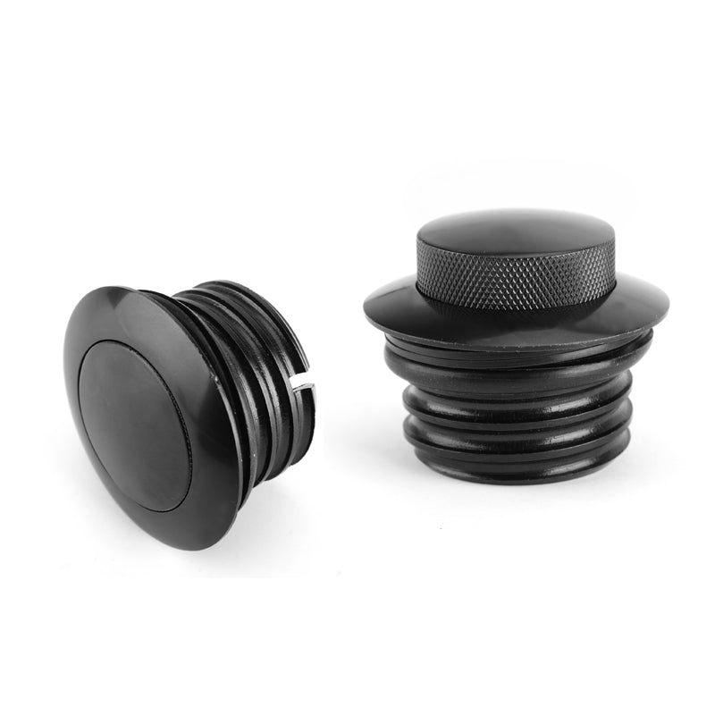 Sportster Softail Dyna 82-10 Generic 2x Black Flush Pop Up Fuel Gas Cap Fit