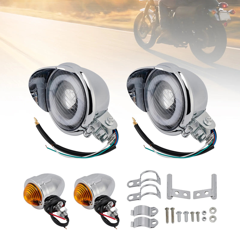 Powersports Pro #D17 Headlight Lamp Spotlight Universal Coler Switch Fits Chrome For Motorcycle