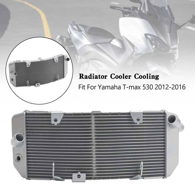 Powersports Pro Aluminum Radiator Cooling Cooler For Yamaha TMAX530 T-max 530 2012-2016 Silver