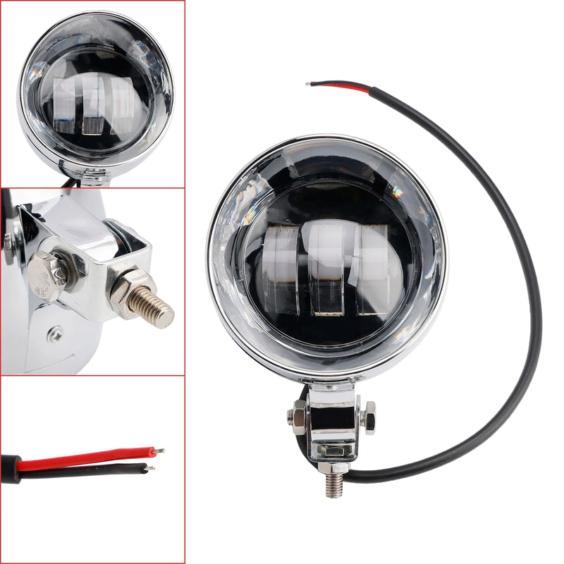Powersports Pro 5.75" Headlight Lamp Spotlight Universal Coler Switch Fits Chrome For Motorcycle