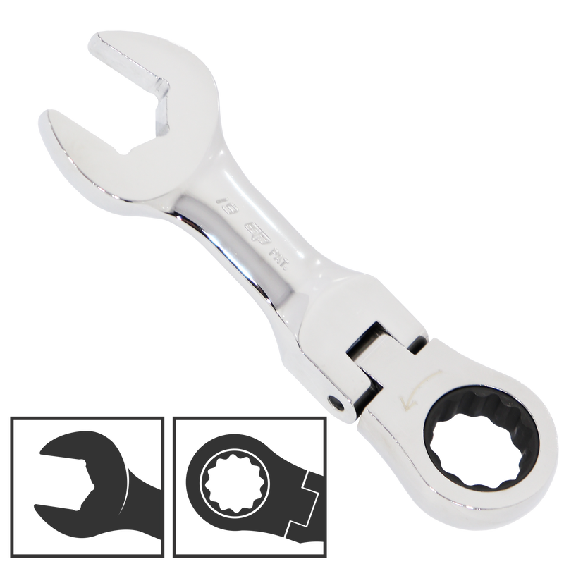 SP Tools Spanner ROE Stubby Flexhead Geardrive Metric 9mm