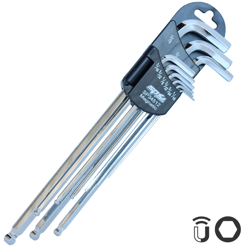 SP Tools Key Set Magnetic 9pc SAE Ball Drive Hex SP34512
