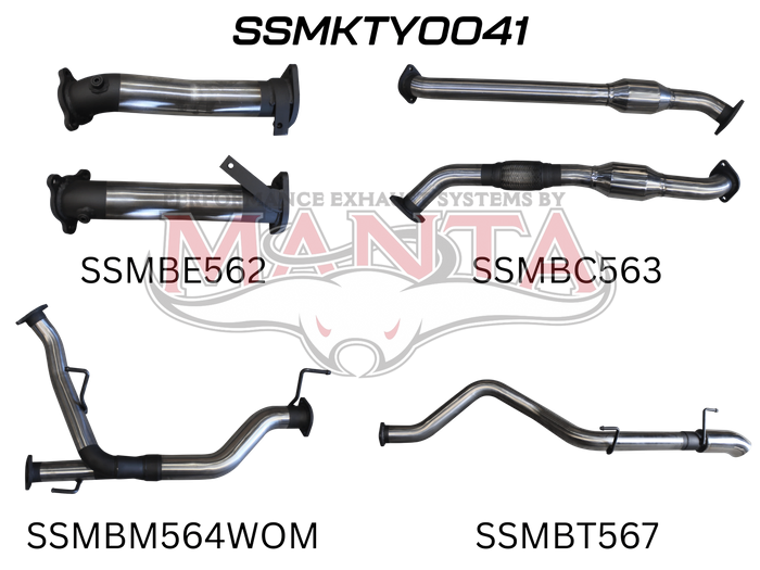 Manta SSMKTY0041 2.5in with Cat No Muffler, Dump Tip (Landcruiser VDJ200 07+)