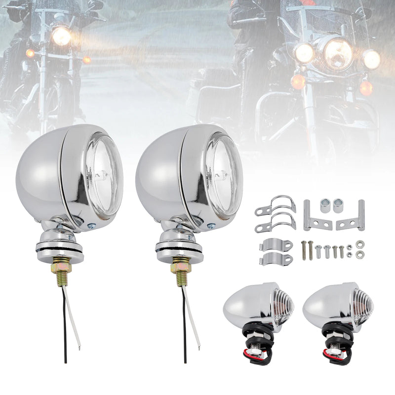 Powersports Pro #D19 Headlight Lamp Spotlight Universal Coler Switch Fits Chrome For Motorcycle