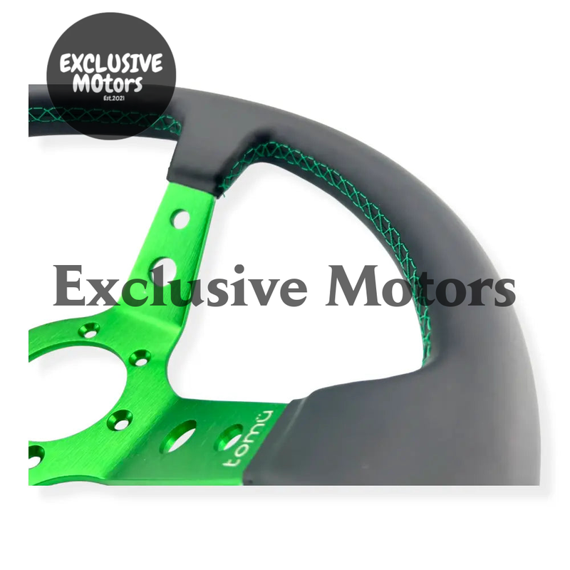 Green Spoke with Black Leather Steering Wheel