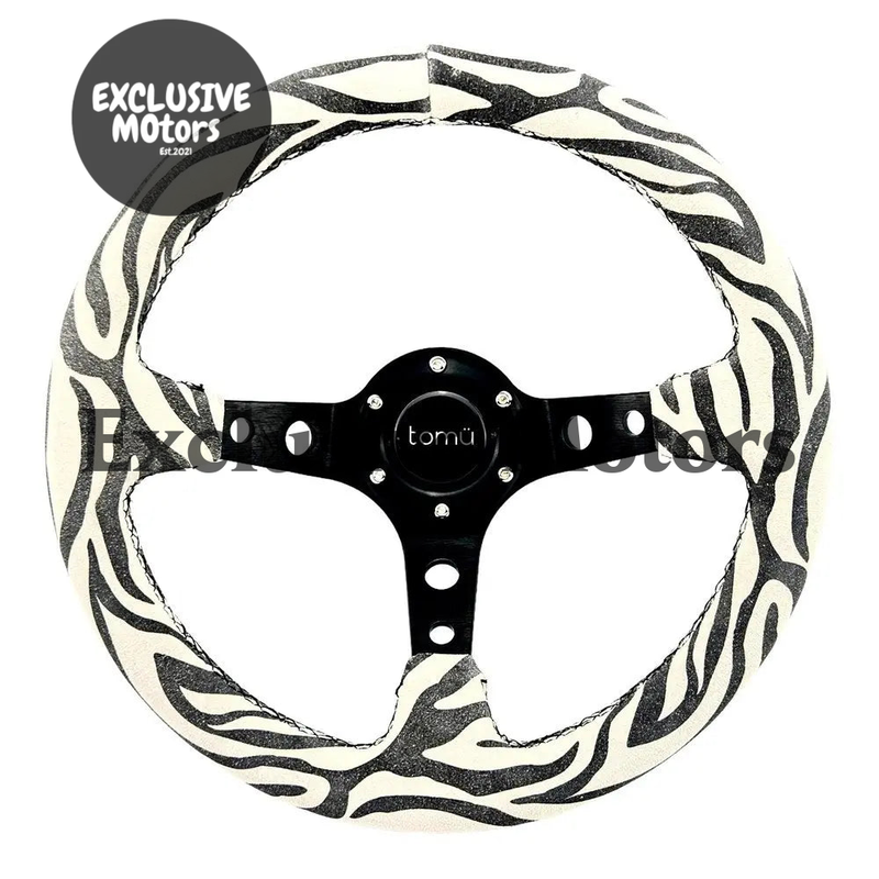 Zebra Suede Leather Steering Wheel