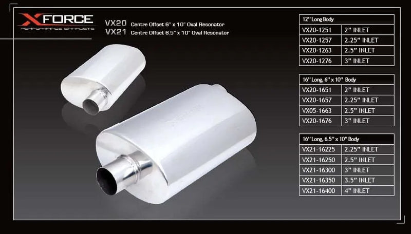 Xforce VX20-1676 Universal Muffler - 3in Inlet Centre