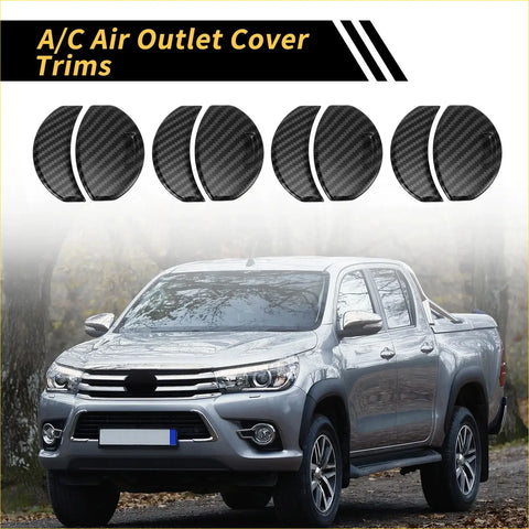 Black carbon fiber a c air outlet cover trims set for toyota tundra 2014 to 2021 pickup trucks
