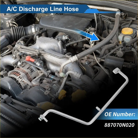 Silver metal a/c refrigerant liquid hose with curved design and threaded fittings for toyota crown 2005-2025