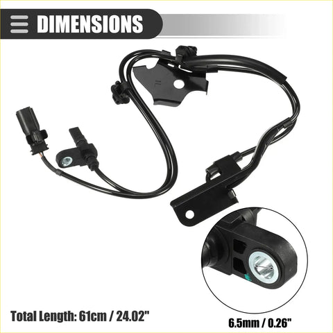 Black abs wheel speed sensor with molded plastic housing and coiled wiring for toyota prius v 2012-2017 back side