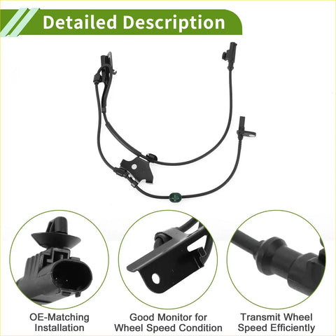 Abs wheel speed sensor for toyota auris front left black plastic with coiled wiring and multiple connectors for vehicle monitoring