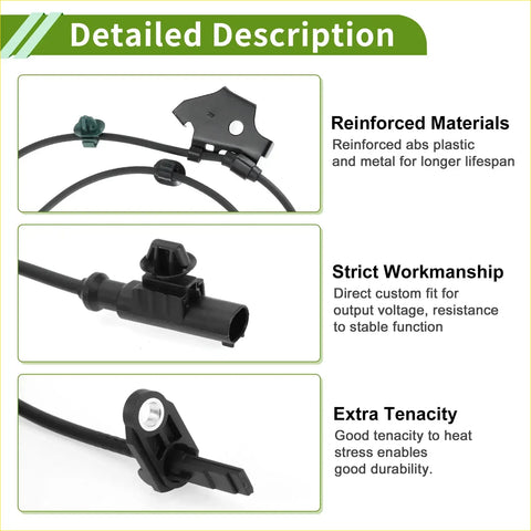 Abs wheel speed sensor for Toyota Auris black reinforced abs plastic and metal with coiled cable for 2013-2018 models