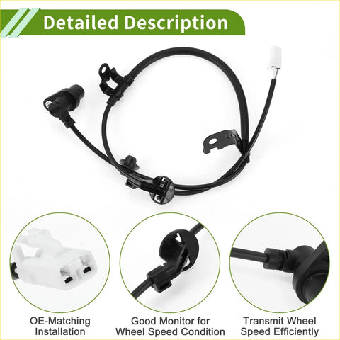 Abs wheel speed sensor for toyota bb ii front right with black rubber-coated wire white connector and metal brackets
