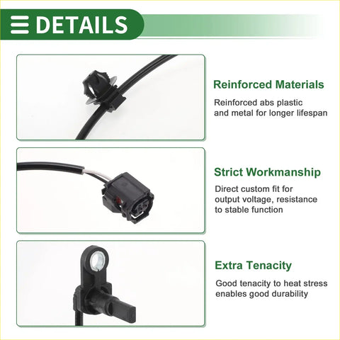 Front left abs wheel speed sensor for toyota chr 2018 2019 made of black reinforced abs plastic and metal with cable