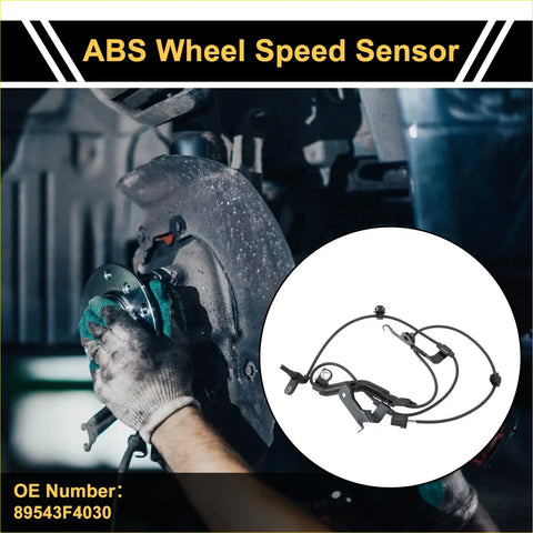 Black abs wheel speed sensor with coiled wiring and mounting brackets for toyota chr front left 2018-2019