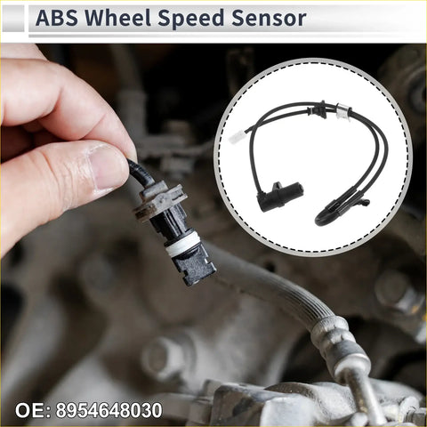 Abs wheel speed sensor for toyota highlander 2004 2007 with black molded plastic housing and two black wiring harnesses