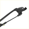 Black metal car door latch mechanism with curved bracket and two cables shown on the back side of abs wheel speed sensor for toyota highlander 2008-2012