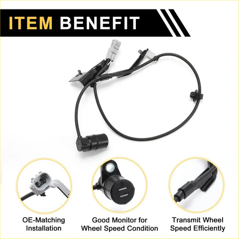 Black abs wheel speed sensor with coiled cable and plastic connectors for toyota hilux 2004-2008 rear left side