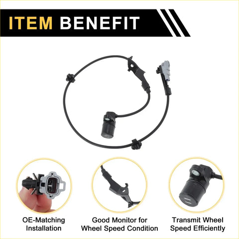 Abs wheel speed sensor for toyota hilux rear right with black rubber wire, black sensor head, and gray plastic connector