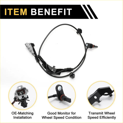 Black abs wheel speed sensor with coiled cable and gray connector for rear right oe-matching installation on toyota hilux