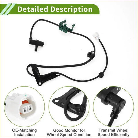 Black rubber-coated abs wheel speed sensor wire with green connectors and black metal brackets for toyota picnic 1996-2001