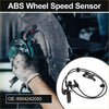 Black abs wheel speed sensor with coiled wiring and mounting brackets being installed on a Toyota RAV4 brake assembly