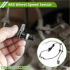 Black ABS wheel speed sensor with metallic housing and wiring harness for Toyota Scion xB L4 2.4L back side view