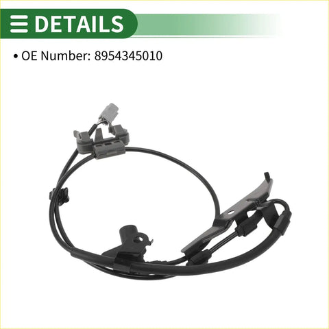 Black abs wheel speed sensor with coiled cable and gray connectors for 1998-2000 Toyota Sienna brake pedal sensor