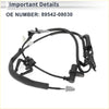 Black abs wheel speed sensor harness with molded plastic connectors and gray plug for toyota sienna front right